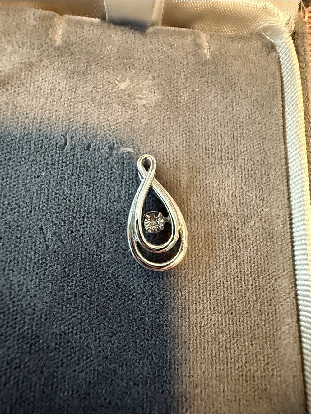 Sterling Silver Teardrop Pendant with Center Stone - Silver